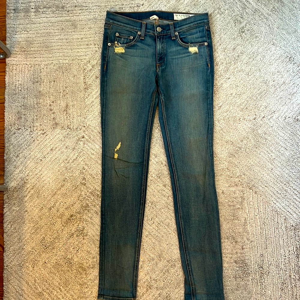 Rag & Bone destroyed Medium Wash Denim Skinny Leg Jeans Size 27